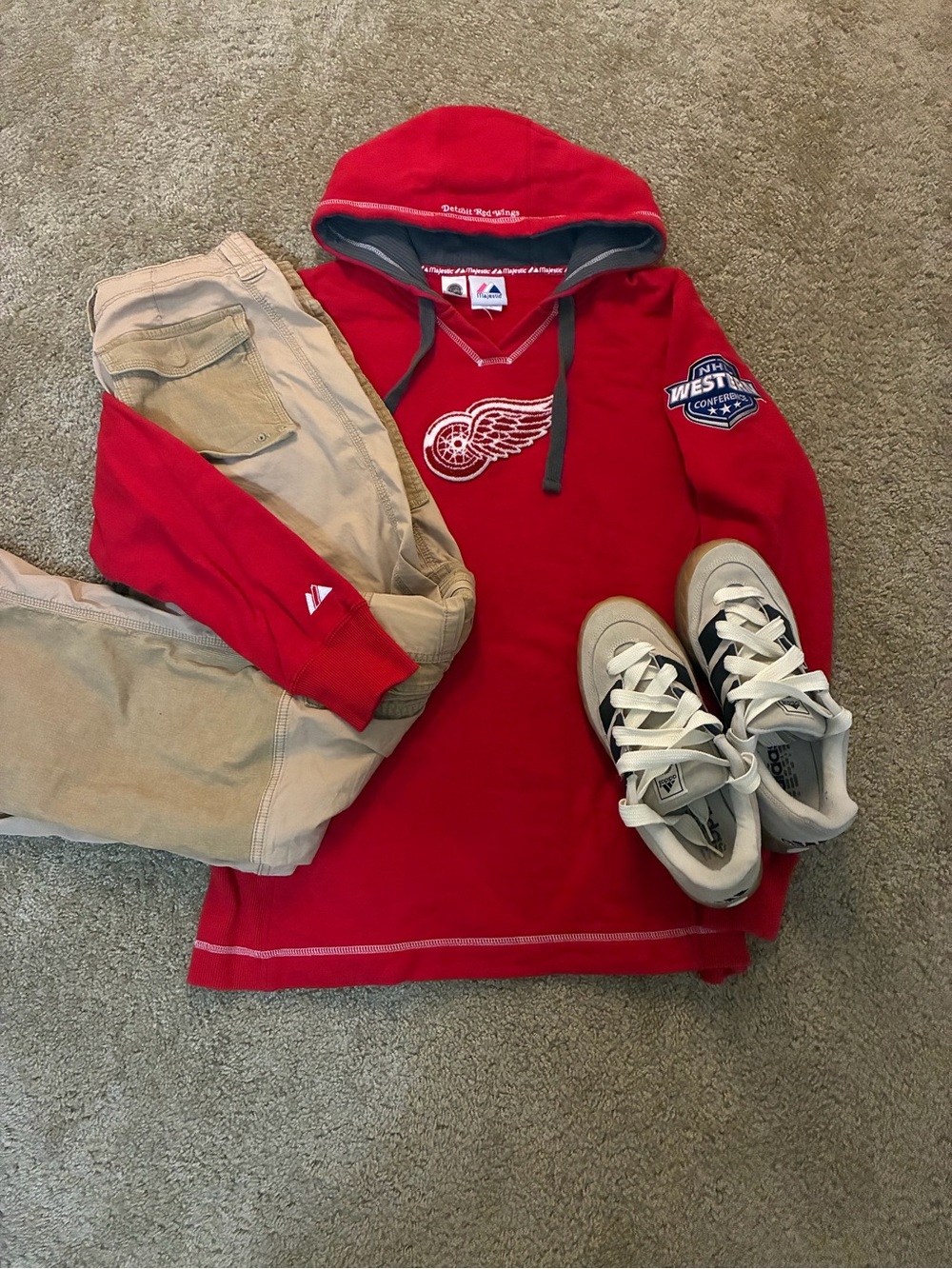 Vintage Majestic Detroit Red Wings NHL Western Conference Hoodie Size XL